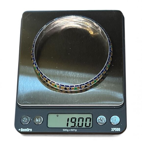 Sterling Silver Bangle – Meenakari Enamel Mosaic – 925 Marked - Picture 9 of 11